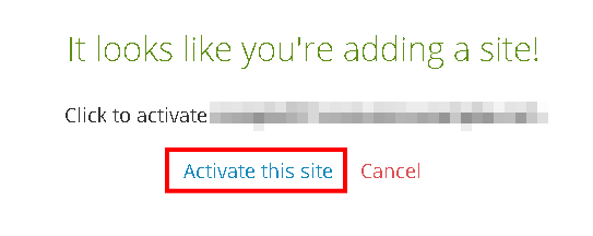 「Activate this site」をクリック