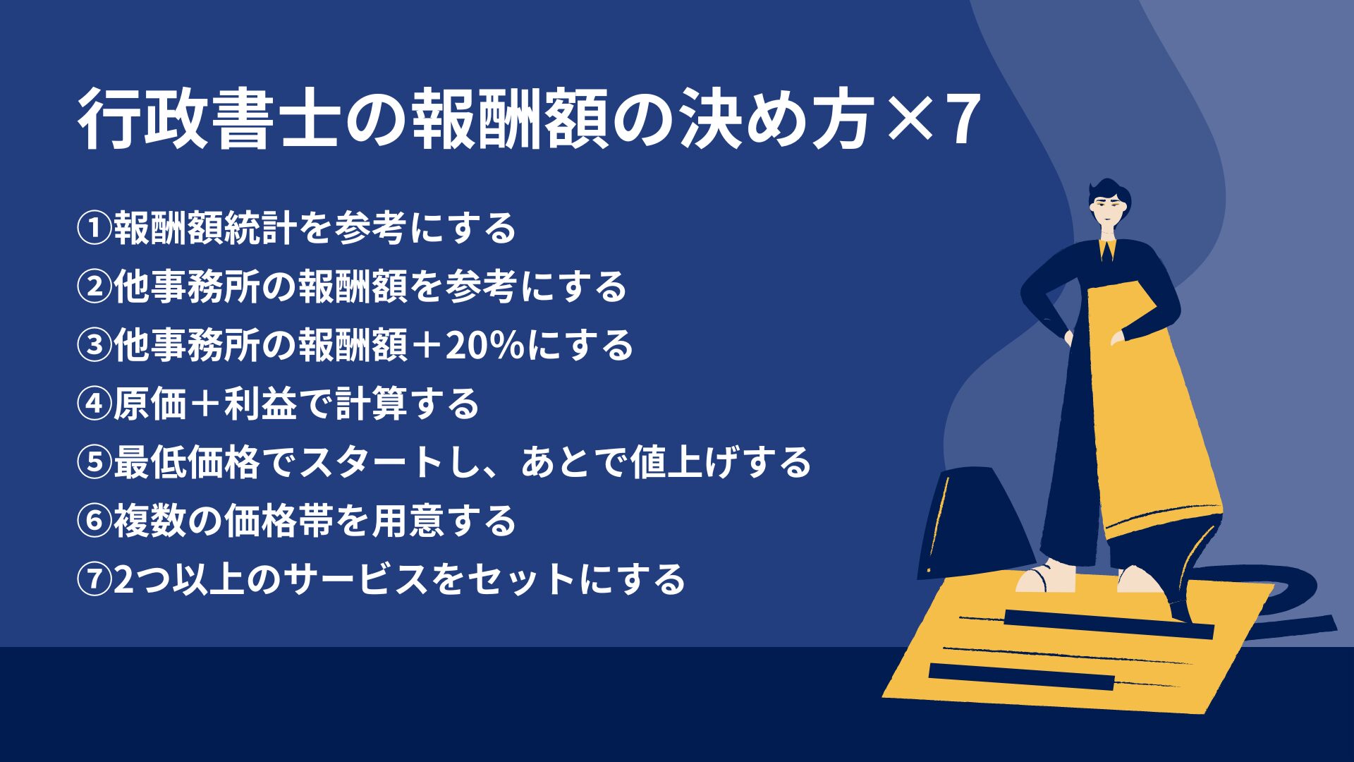 行政書士の報酬額の決め方：７つの方法